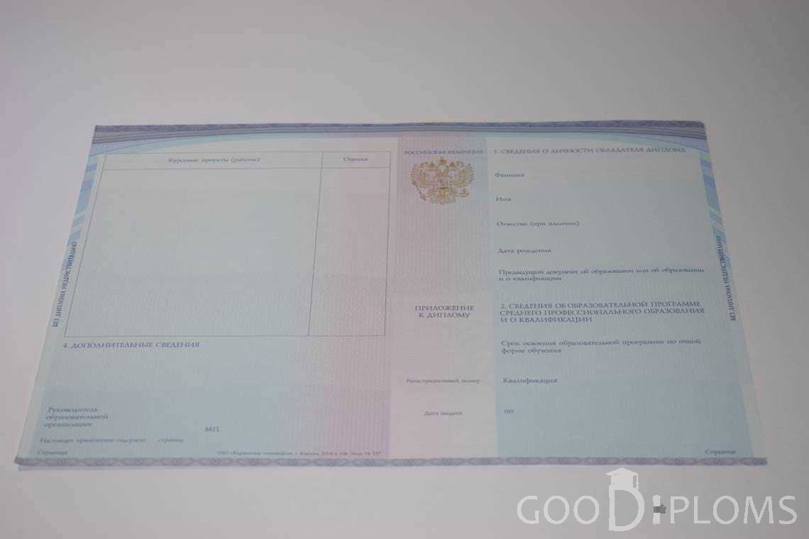 Приложение к Диплому Техникума с Отличием в период c 2014 по 2025 год - Тольятти